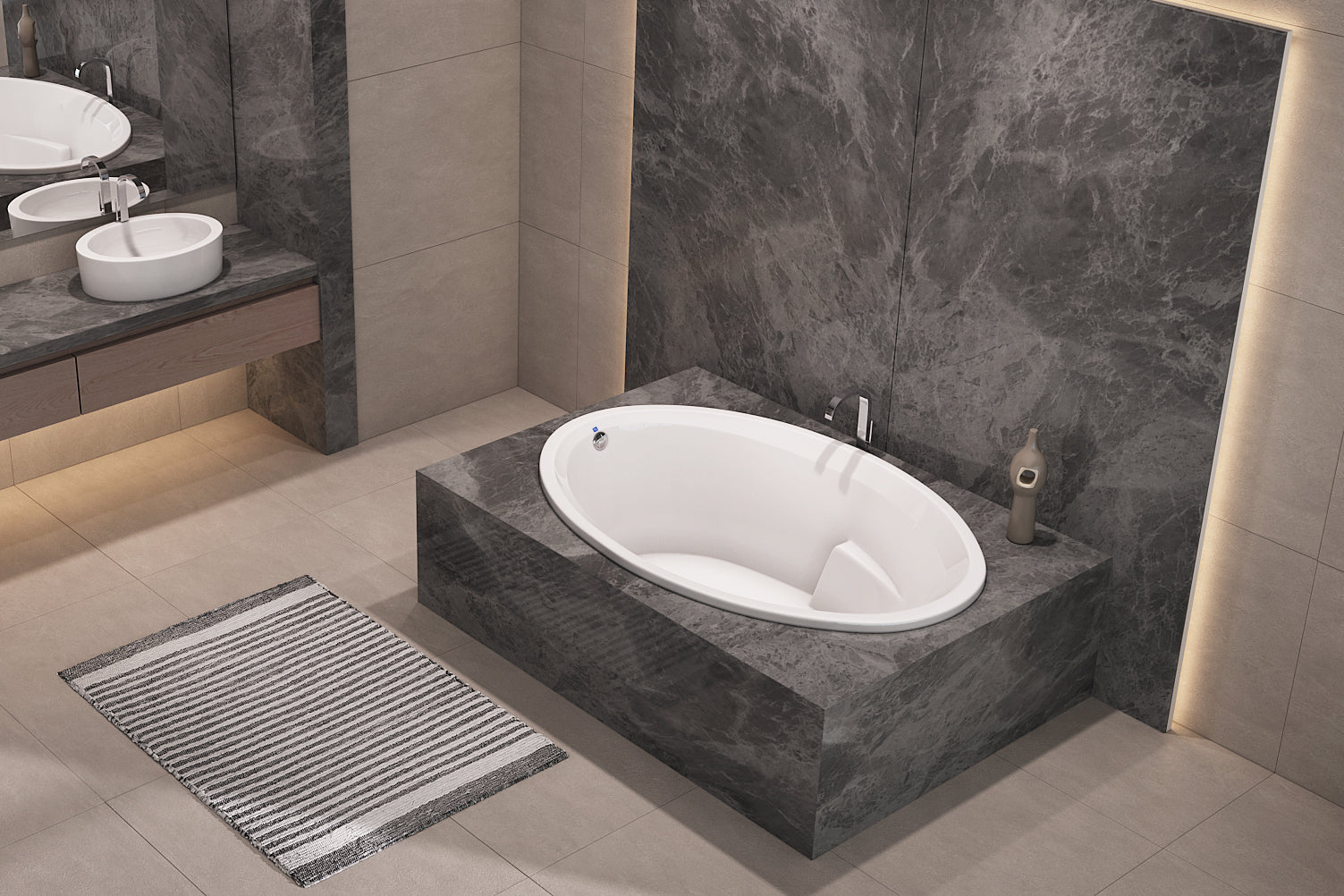 Malibu Carolina Bathtub 66" x 42" x 22" Drop-In