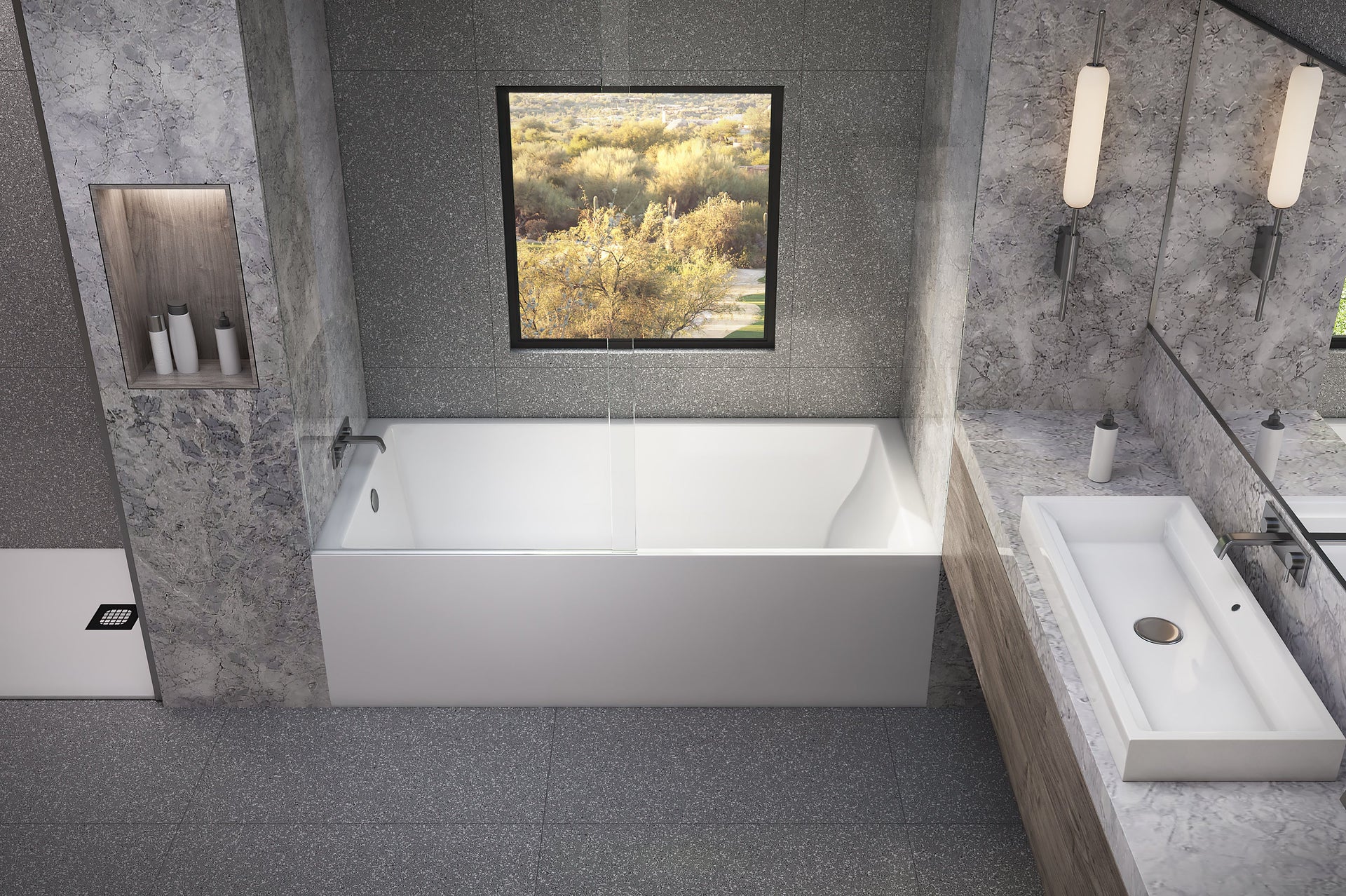 Malibu Driftwood ADA Left Hand Bathtub 60" x 30" x 18" Skirted