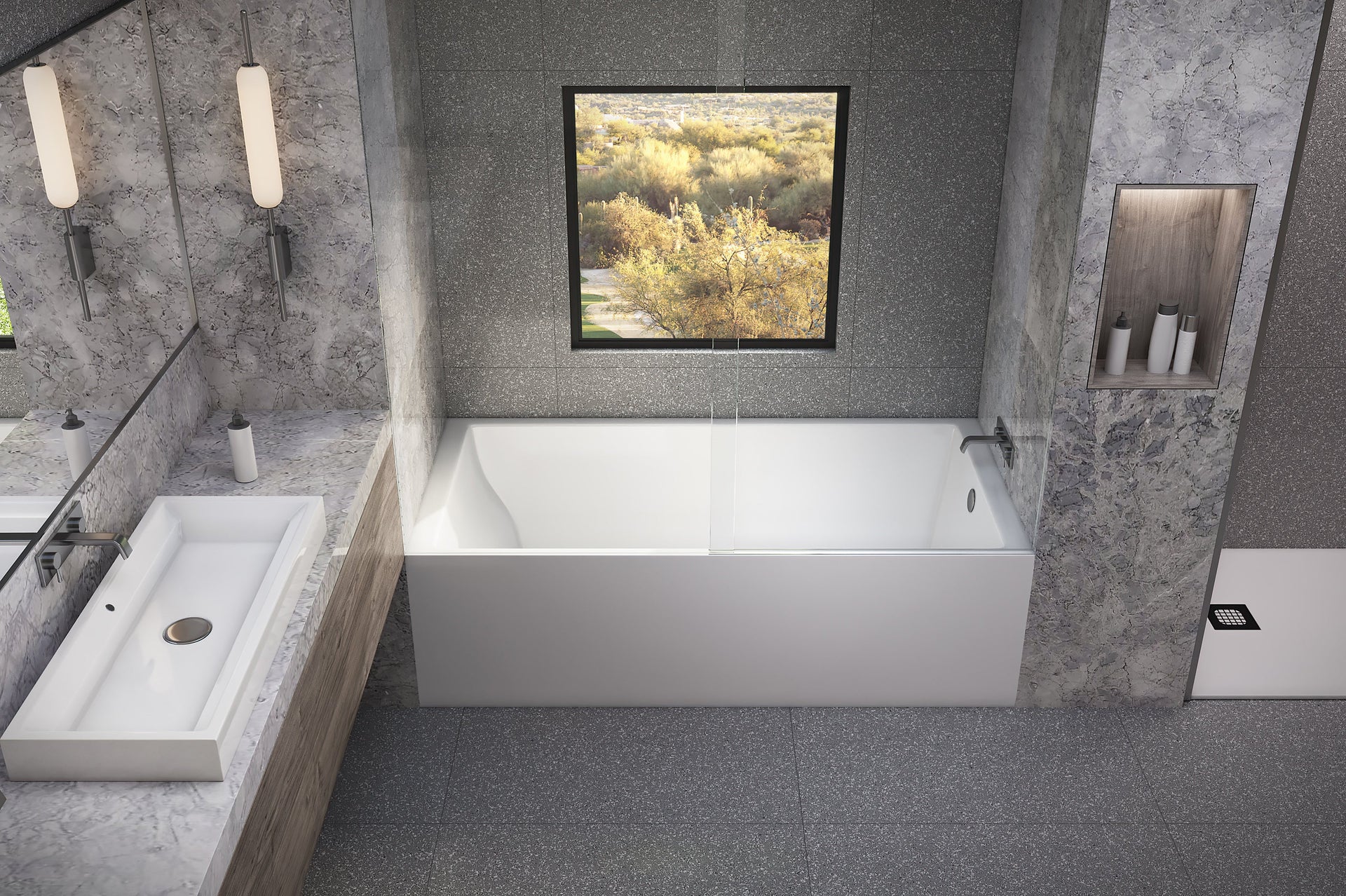 Malibu Driftwood Right Hand Bathtub 60" x 32" x 22" Skirted