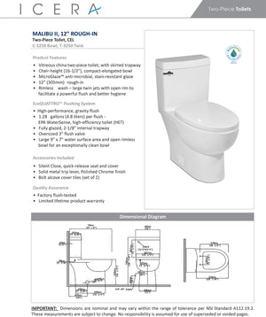 
                  
                    Malibu Home Malibu II Compact Elongated Seat Two Piece Rimless Toilet White by Icera
                  
                