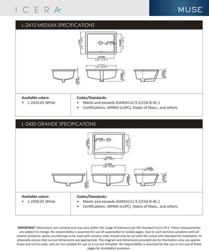 
                  
                    Malibu Home Muse Medium Undermount Lavatory Sink 18" White by Icera
                  
                