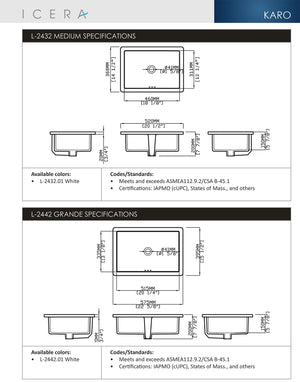 
                  
                    Malibu Home Karo Grande Undermount Lavatory Sink Lavatory 20" White by Icera
                  
                