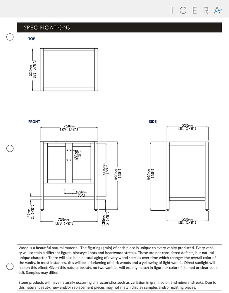 
                  
                    Malibu Home Malibu Vanity Cabinet, 30-in Single Basin with Stone Top by Icera
                  
                