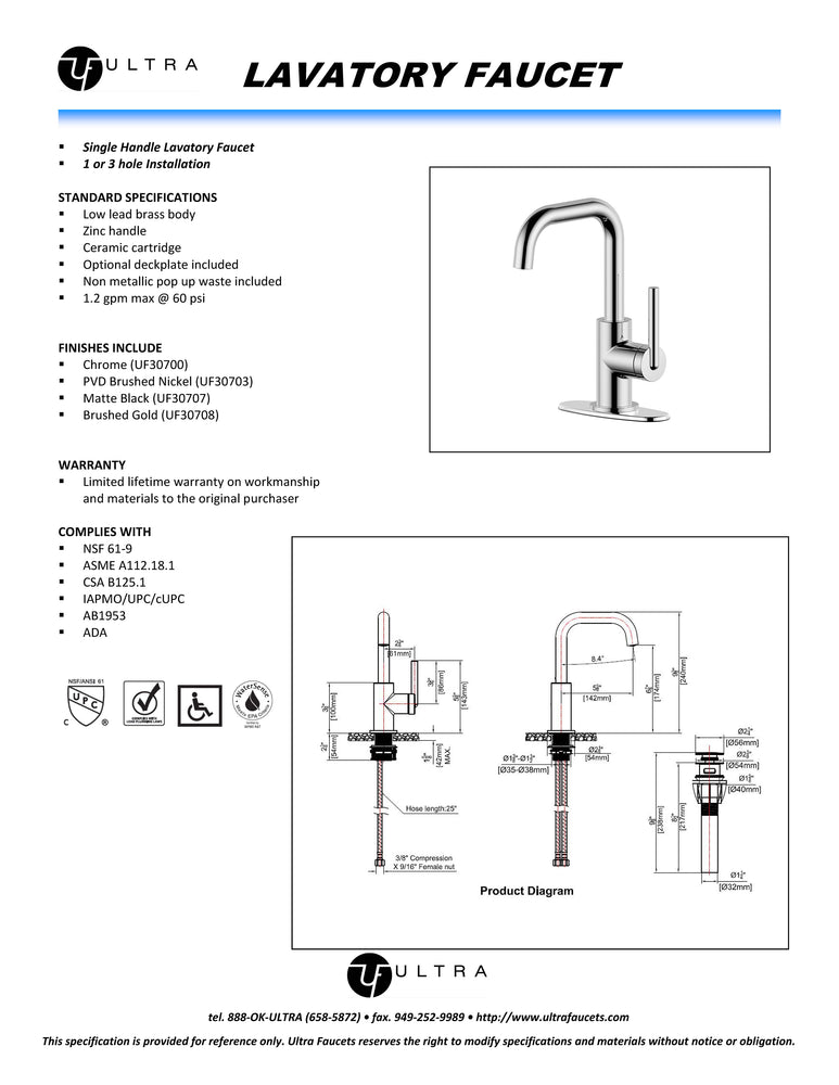 
                  
                    Malibu Single Handle Single Hole Bathroom Faucet
                  
                