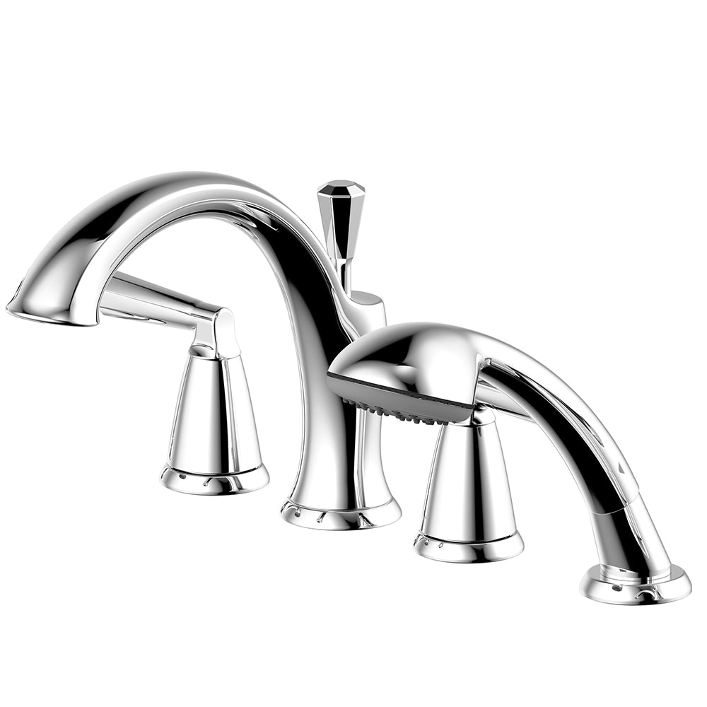 Malibu Two-Handle Roman Tub Faucet with Hand Shower