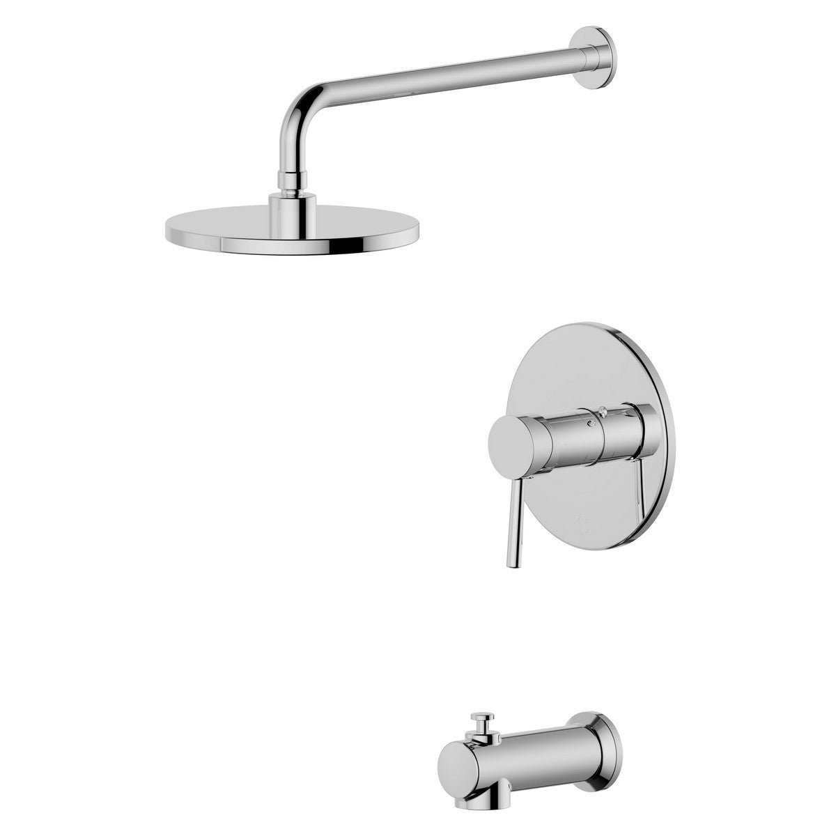 Malibu Single Handle Tub and Shower Trim - Round Shower Head