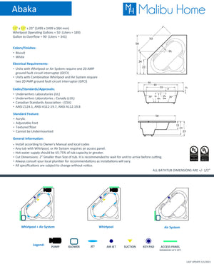 
                  
                    Malibu Abaka Triangle Combination Whirlpool & Air Jet Bathtub 59" x 59" x 23"
                  
                