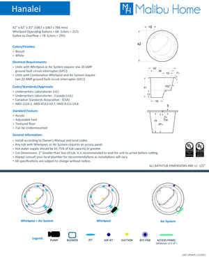 
                  
                    Malibu Hanalei Round Combination Whirlpool & Air Jet Bathtub 42" x 42" x 31"
                  
                