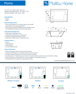 
                  
                    Malibu Pismo Rectangle Soaking Bathtub 72" x 60" x 22"
                  
                