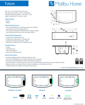 
                  
                    Malibu Tulum LH Rectangle Whirlpool Bathtub 60" x 32" x 18"
                  
                